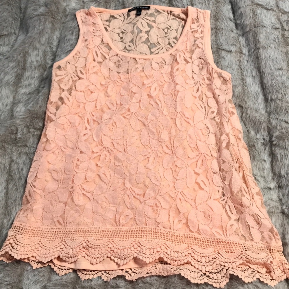 Light peach embroidered top spring